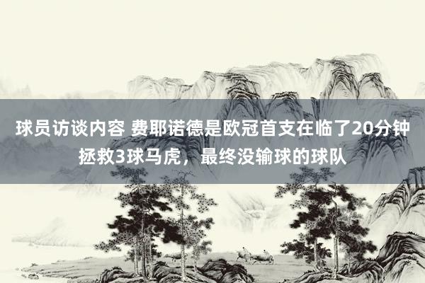 球员访谈内容 费耶诺德是欧冠首支在临了20分钟拯救3球马虎，最终没输球的球队