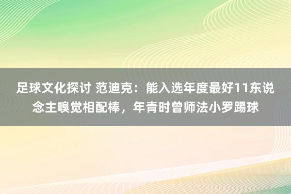 足球文化探讨 范迪克：能入选年度最好11东说念主嗅觉相配棒，年青时曾师法小罗踢球