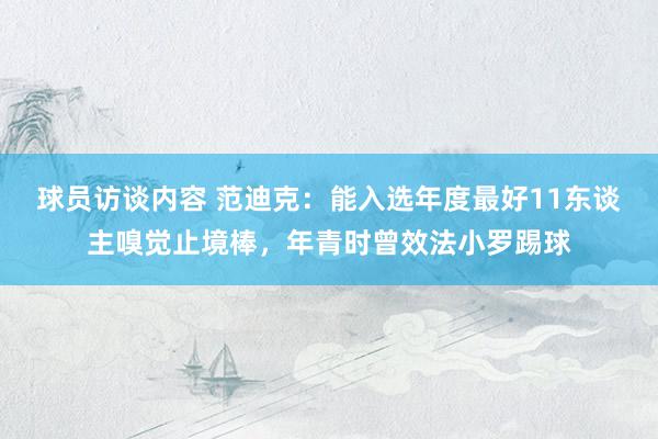 球员访谈内容 范迪克：能入选年度最好11东谈主嗅觉止境棒，年青时曾效法小罗踢球